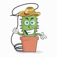 el personaje de la mascota del cactus se convierte en un vaquero. ilustración vectorial vector