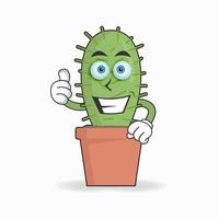 Personaje de mascota de cactus con expresión de sonrisa. ilustración vectorial vector