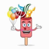 The Red Ice Cream mascot character becomes a clown. vector illustration