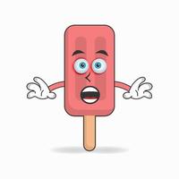 Red Ice Cream mascot character with shocked expression. vector illustration