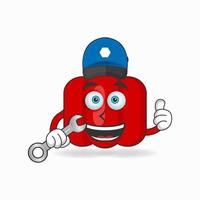 The Red paprika mascot character becomes a mechanic. vector illustration