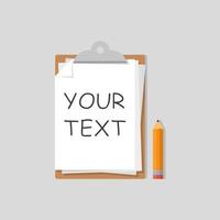 Clipboard pencil with place for your text, vector icon. Flat design