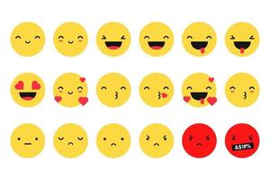 Emoji different emotions set icons. Vector illustration in flat design