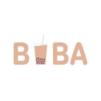 Boba bubble milk tea title vector