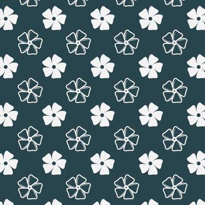 white flower seamless pattern for printing wallpaper interior vector blue background