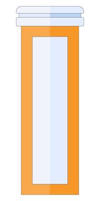 Pill bottle icon in a flat style, medicine plastic orange pill container, illustration isolated on a white background.