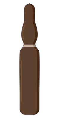 Little medical ampoule for injections in hospital centre in a flat style isolated on a white background.