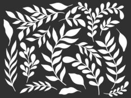 Set plant silhouette element.Branch leave collection.Herb nature isolated vector