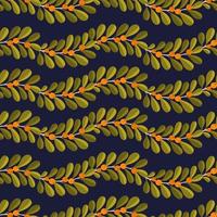 Seamless pattern branch leaves.Nature background horizontal strip plant. vector