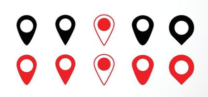 icono de pin de ubicación. icono de ubicación. conjunto de iconos de puntero de marcador de mapa. colección de símbolos de ubicación gps. marcador de lugar de pin de mapa. vector