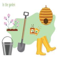 Set of garden illustrations vector