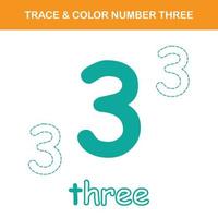 Trace and color number printable worksheet vector