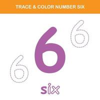 Trace and color number printable worksheet vector