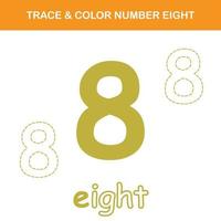 Trace and color number printable worksheet vector