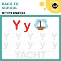 Tracing alphabet letters, pre-k writing practice printable worksheet vector