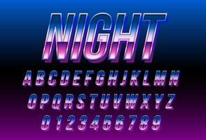 80s retro futurism font, Blue metallic and shiny effect vector