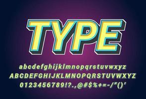 Text effect with modern 3d design, gradient font complete set alphabet vector