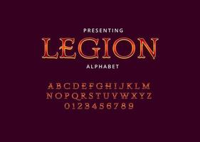 Vintage movie title style font design, set of letters and numbers vector