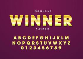 Gold metal custom font design, set of alphabet and number vector