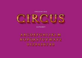 Circus style font design, set of letters and numbers vector