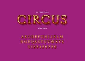 Circus style font design, set of letters and numbers vector