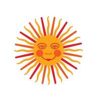 Vintage ornamental illustration. Vector slavic sun ethnic solar symbol. Folk ollustration icon. Medieval sun with face for print. Astrological illustration.