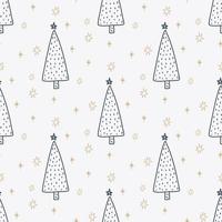 Christmas and New Year symbols tree seamless pattern. Vector cute print. Digital paper. Design element