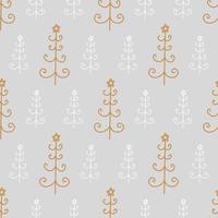 Christmas and New Year symbols tree seamless pattern. Vector cute print. Digital paper. Design element