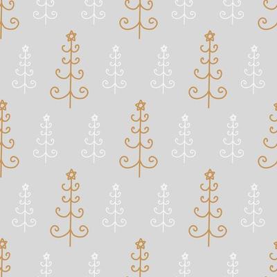 Christmas and New Year symbols tree seamless pattern. Vector cute print. Digital paper. Design element