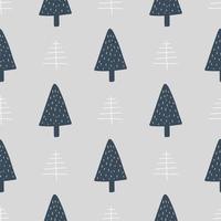 Christmas and New Year symbols tree seamless pattern. Vector cute print. Digital paper. Design element