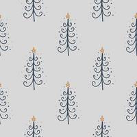 Christmas and New Year symbols tree seamless pattern. Vector cute print. Digital paper. Design element