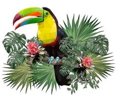 Polygonal illustration of Toucan bird with Amazon plants 2 vector