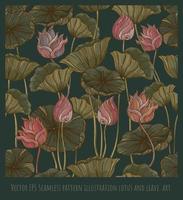 Vector EPS Seamless pattern illustration lotus and leave  art