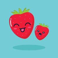 cute strawberry character illustration vector