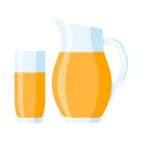 Glass and Jug of Orange Juice vector