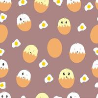 Seamless doodle egg pattern with purple background vector