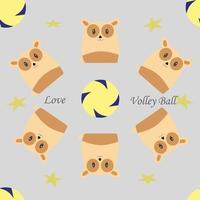 seamless pattern doodle with volleyball vector