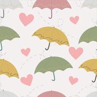 seamless pattern of colorful umbrellas with love and wind vector