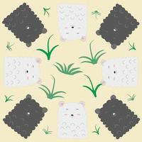 the background of the white black sheep doodle with grass vector