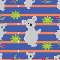 seamless pattern koala strip lines vector