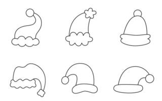 Collection of cute vector Christmas hats.