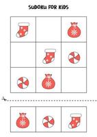 juego de sudoku para niños con imágenes navideñas. vector
