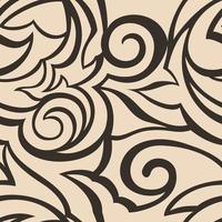 Vector texture of beige color isolated on brown background. Spirals and broken abstract shapes. Floral pattern for fabrics or packaging. Ornament with with cuts.