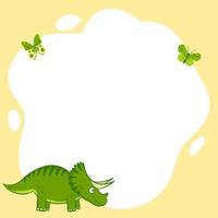 Dinosaurs. Vector frame in the form of spot, cartoon style. Template.