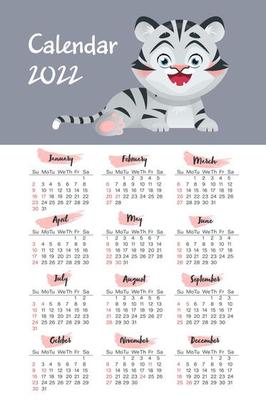 Calendario 2022. Tigre - un símbolo: ilustración de stock 2013701042