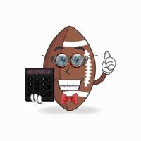 The American Football mascot character becomes an accountant. vector illustration