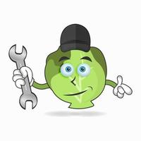 The Cabbage mascot character becomes a mechanic. vector illustration