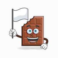 Personaje de mascota de chocolate sosteniendo una bandera blanca. ilustración vectorial vector