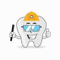 The Tooth mascot character becomes a mining officer. vector illustration