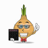 The Onion mascot character becomes an accountant. vector illustration